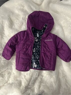 Reversible Columbia Deep Purple Hooded Puffer Jacket